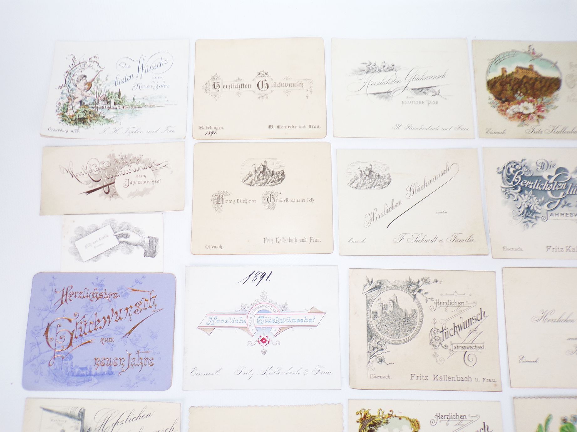 Konvolut alter Glückwunschkarten Neujahr Karten meist Eisenach um 1900 Konvolut alter Glückwunschkarten Neujahr Karten meist Eisenach um 1900