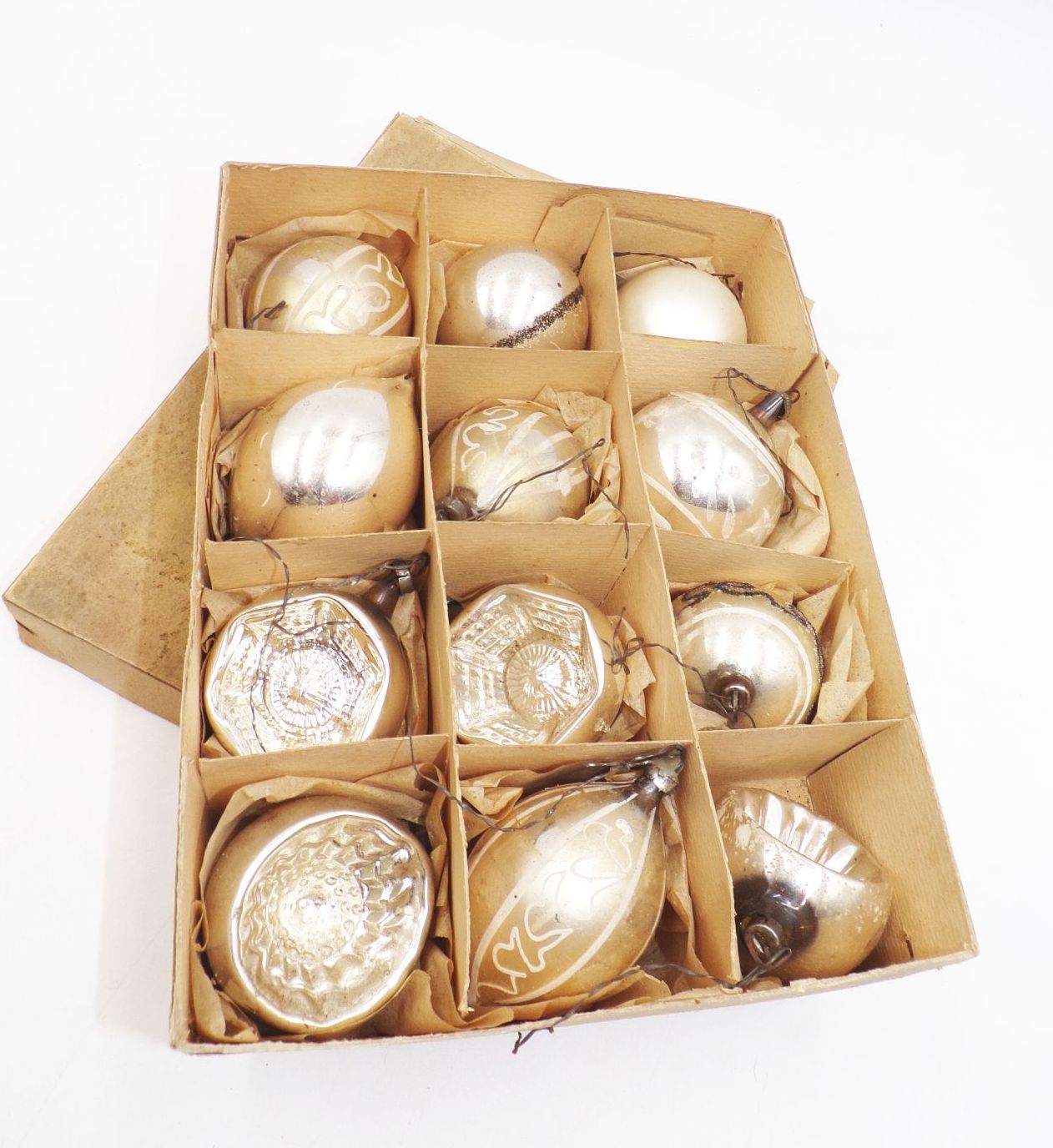 Alte Weihnachtskugeln Halbkugel Christbaum Kugeln Silber Antik