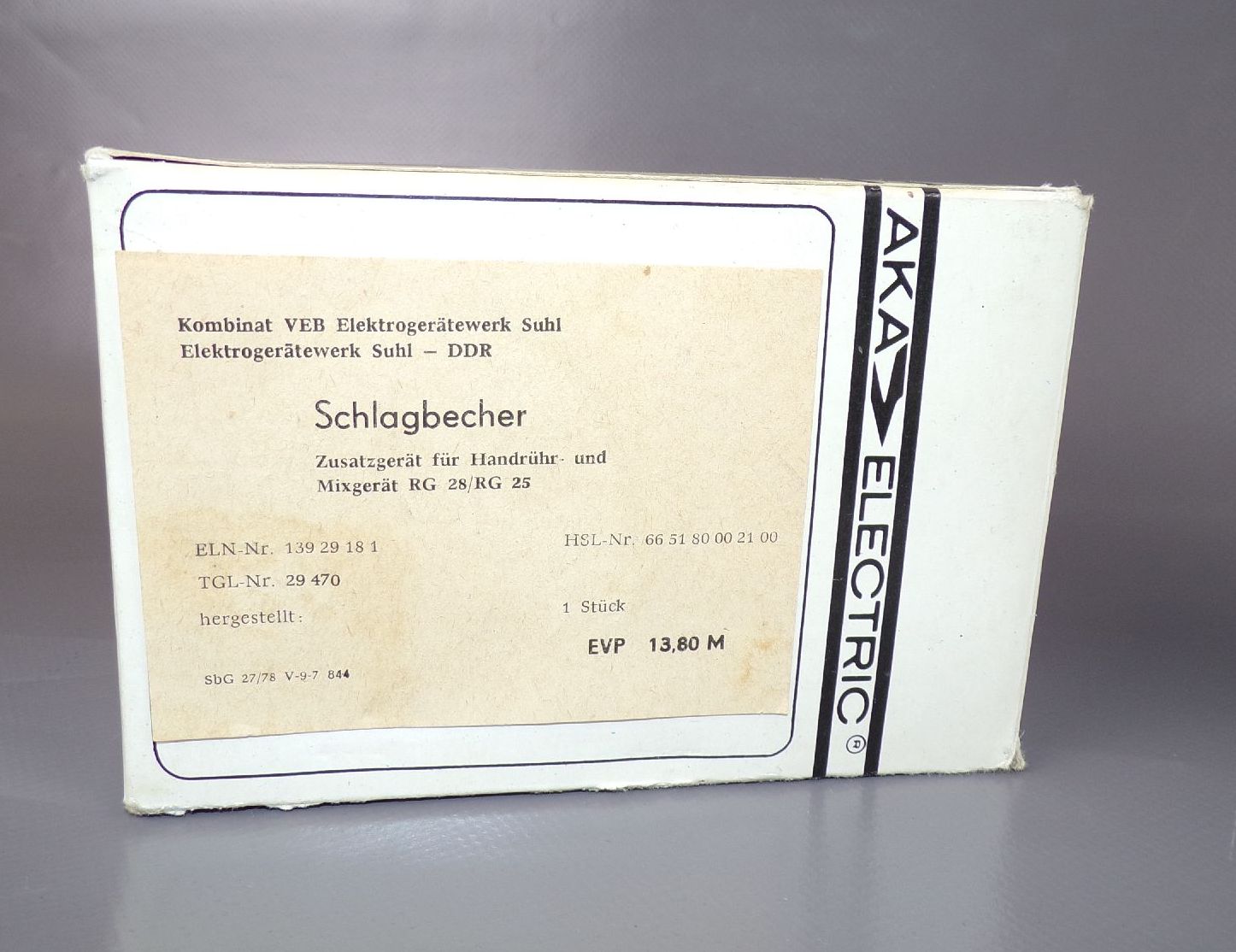 Aka Electric Schlagbecher Zusatzgerät für Mixer RG28 RG25 mit Originalkarton DDR