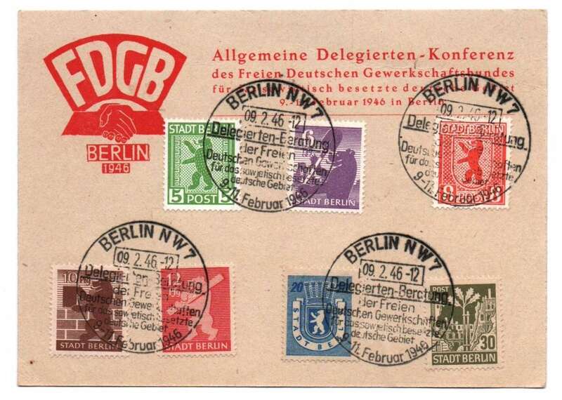 FDGB Postkarte Berlin 1946 Stadt Berlin Satz Berliner Bär