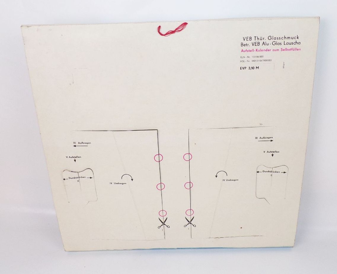 Alter DDR Adventskalender zum Selbstfüllen 1970 er Weihnachtsmann