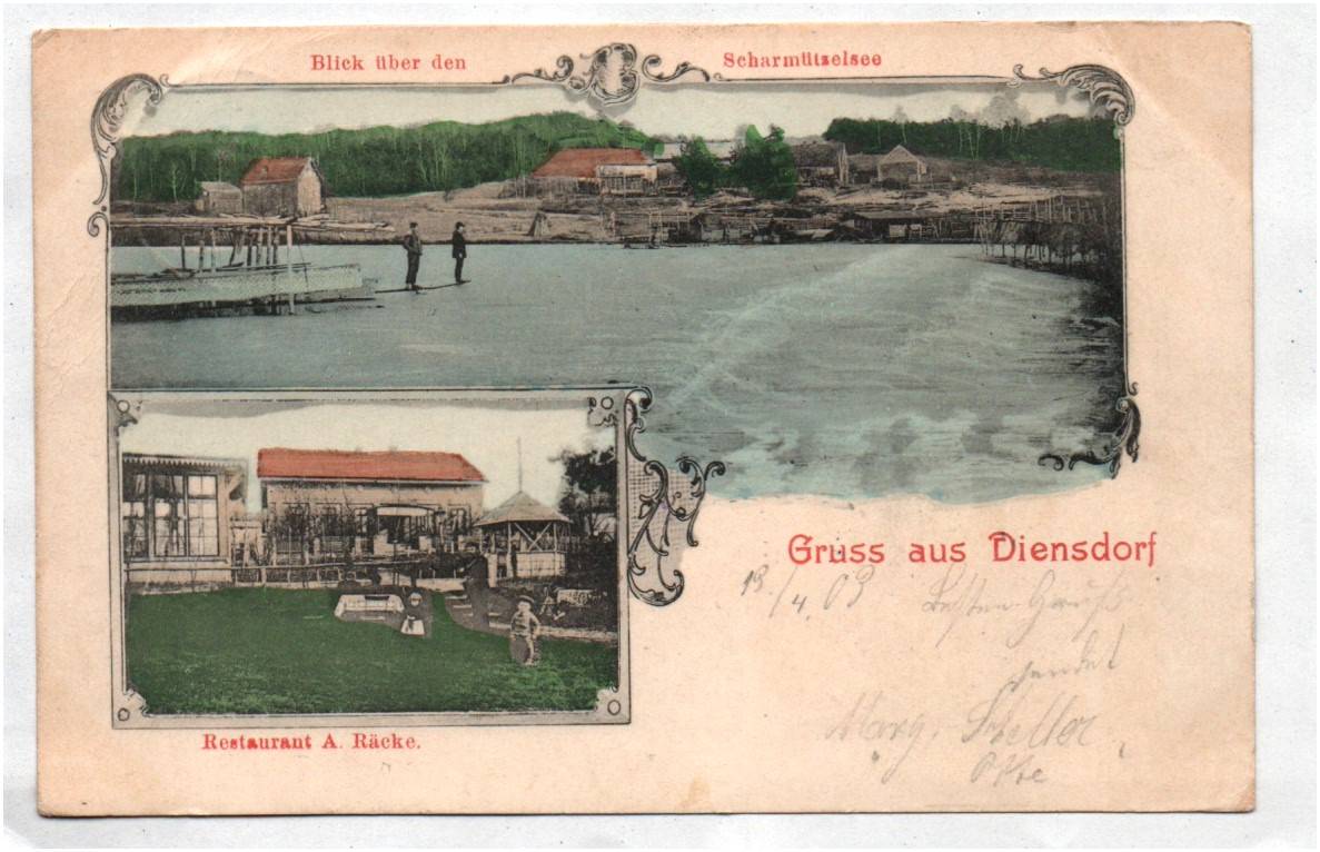 Kolorierte Litho Ak Gruss aus Diensdorf Scharmützelsee Restaurant 1903 