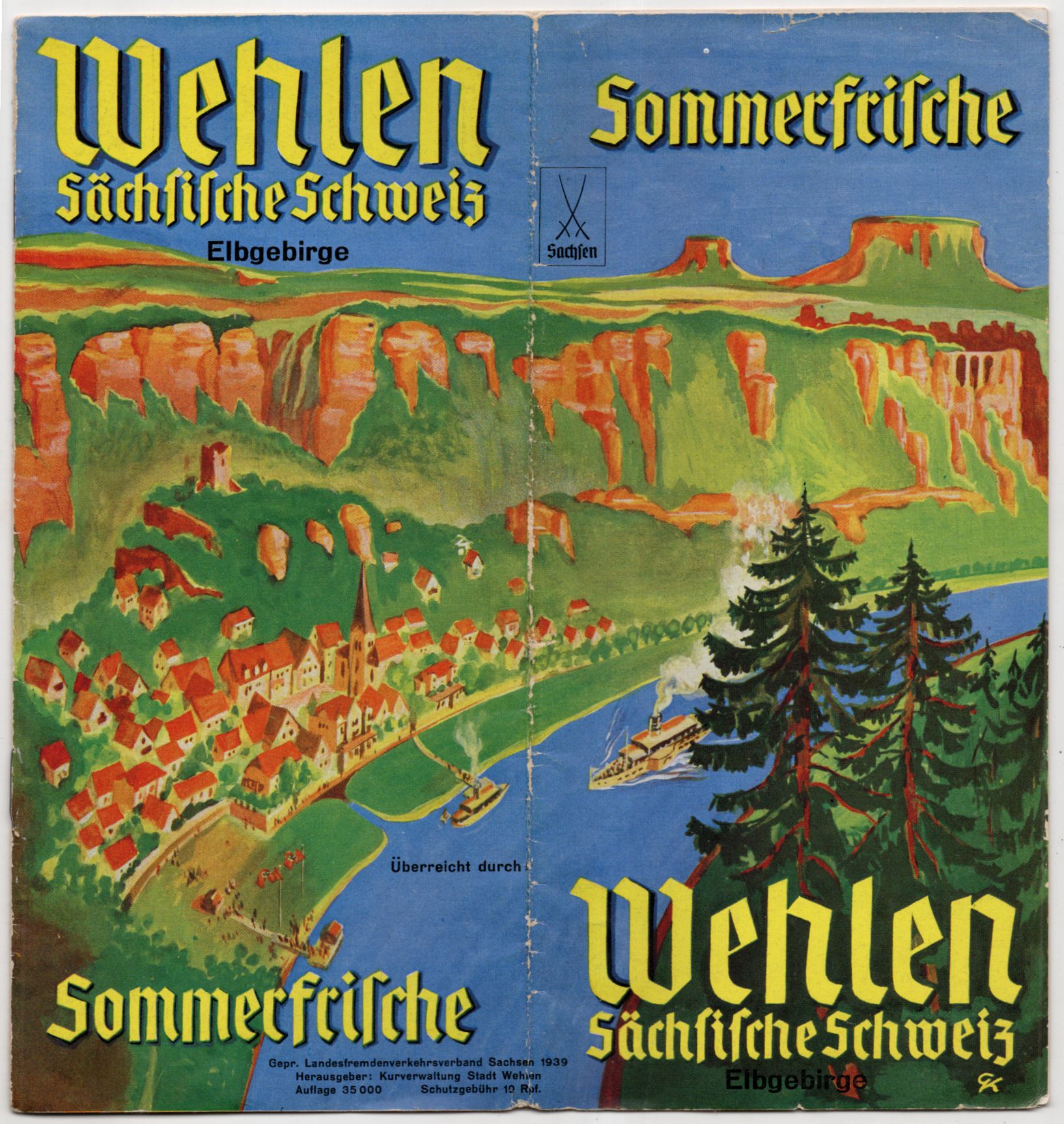 Sommerfrische Wehlen altes Reiseprospekt 1939 Sächsische Schweiz