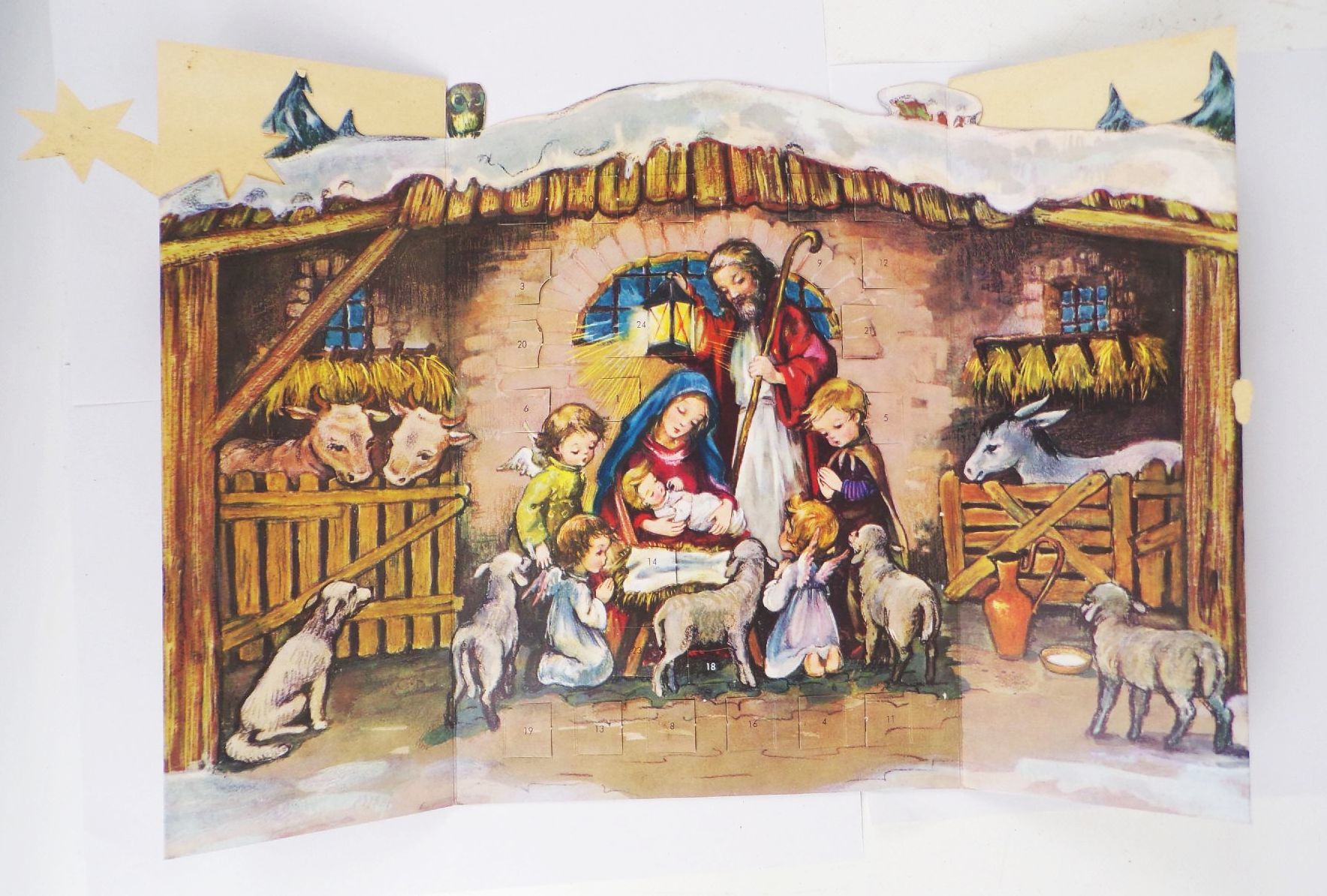 Alter Krüger Weihnachtskalender zum Aufstellen Weihnachtskrippe Adventskalender