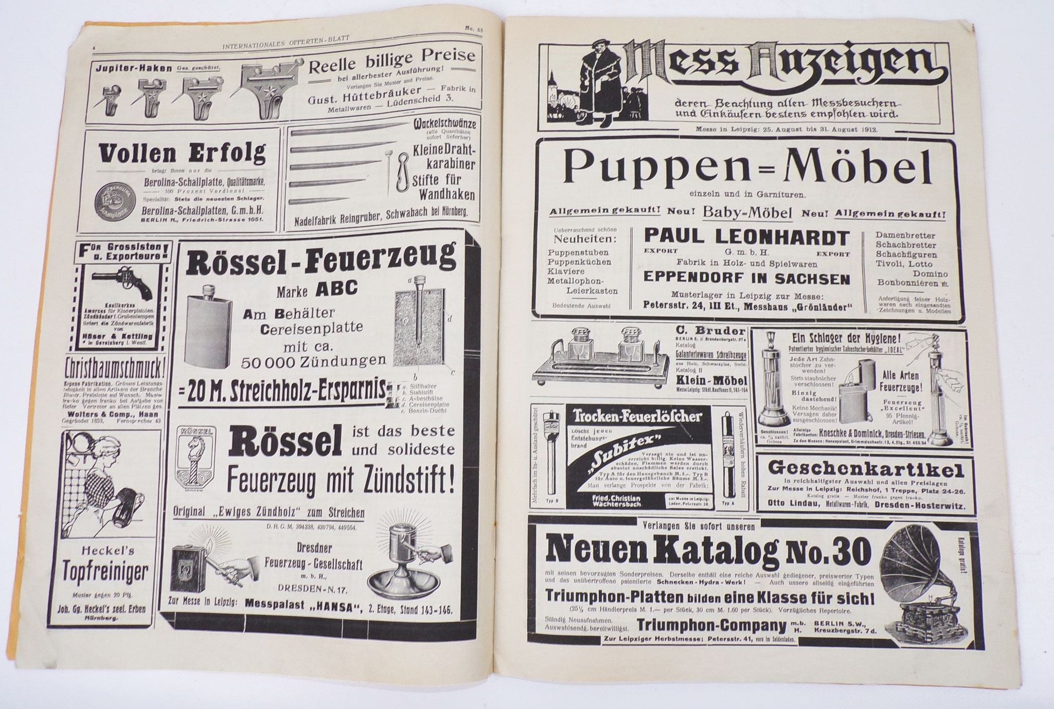 Internationales Offerten Blatt Nummer 33 1912 Anzeiger Reklame Annoncen