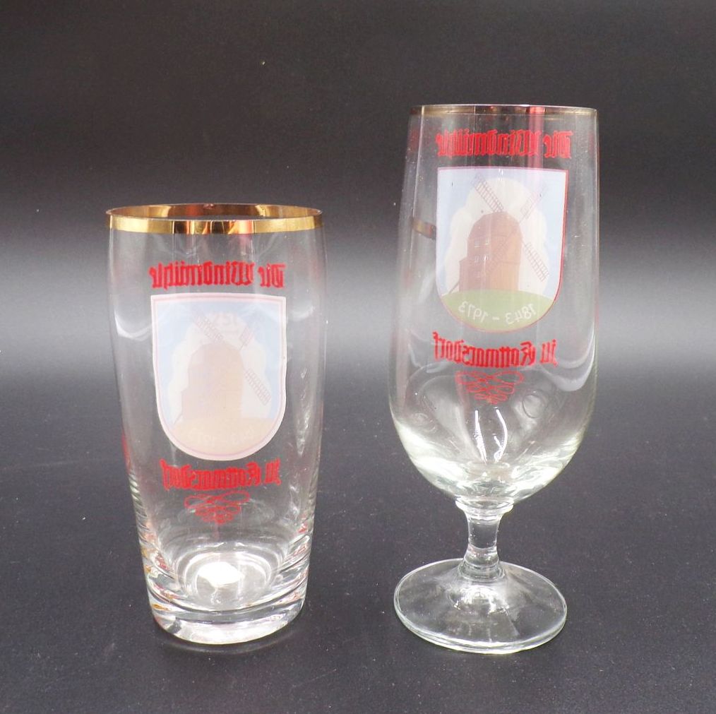 Altes Bierglas Windmühle Kottmarsdorf 2 Gläser DDR Biertulpe Vintage Altes Bierglas Windmühle Kottmarsdorf 2 Gläser DDR Biertulpe Vintage