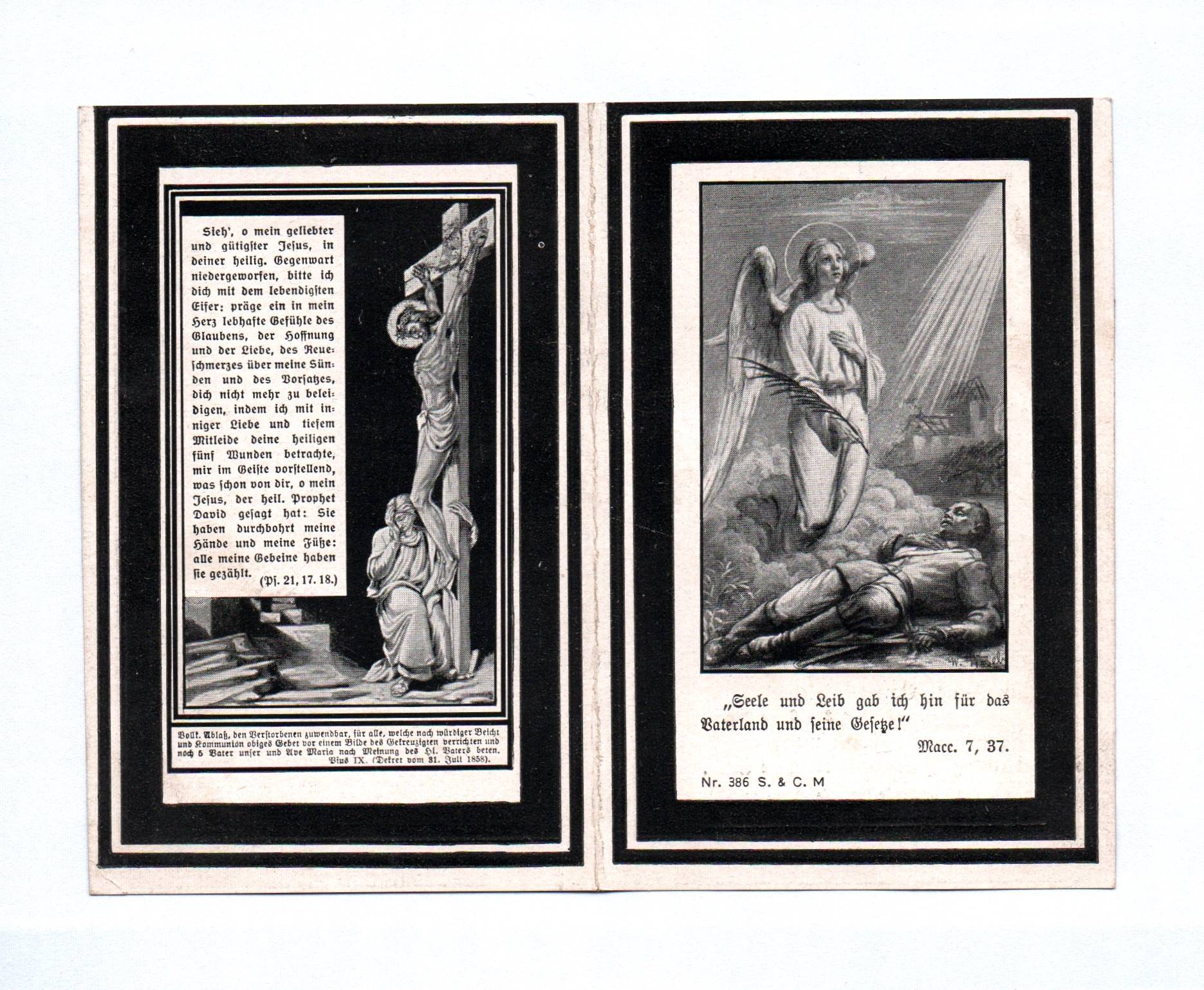 Sterbebild Soldat Forstenroth 1916 im 26 bayerischen Inf Regt 8 Kompanie