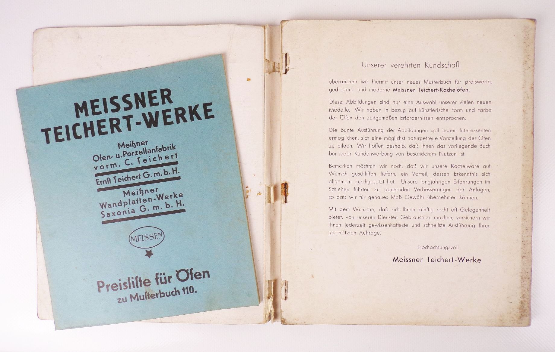 Meißen Teichert Werke Katalog Musterbuch Antik 1930 er Ofen Kachelofen
