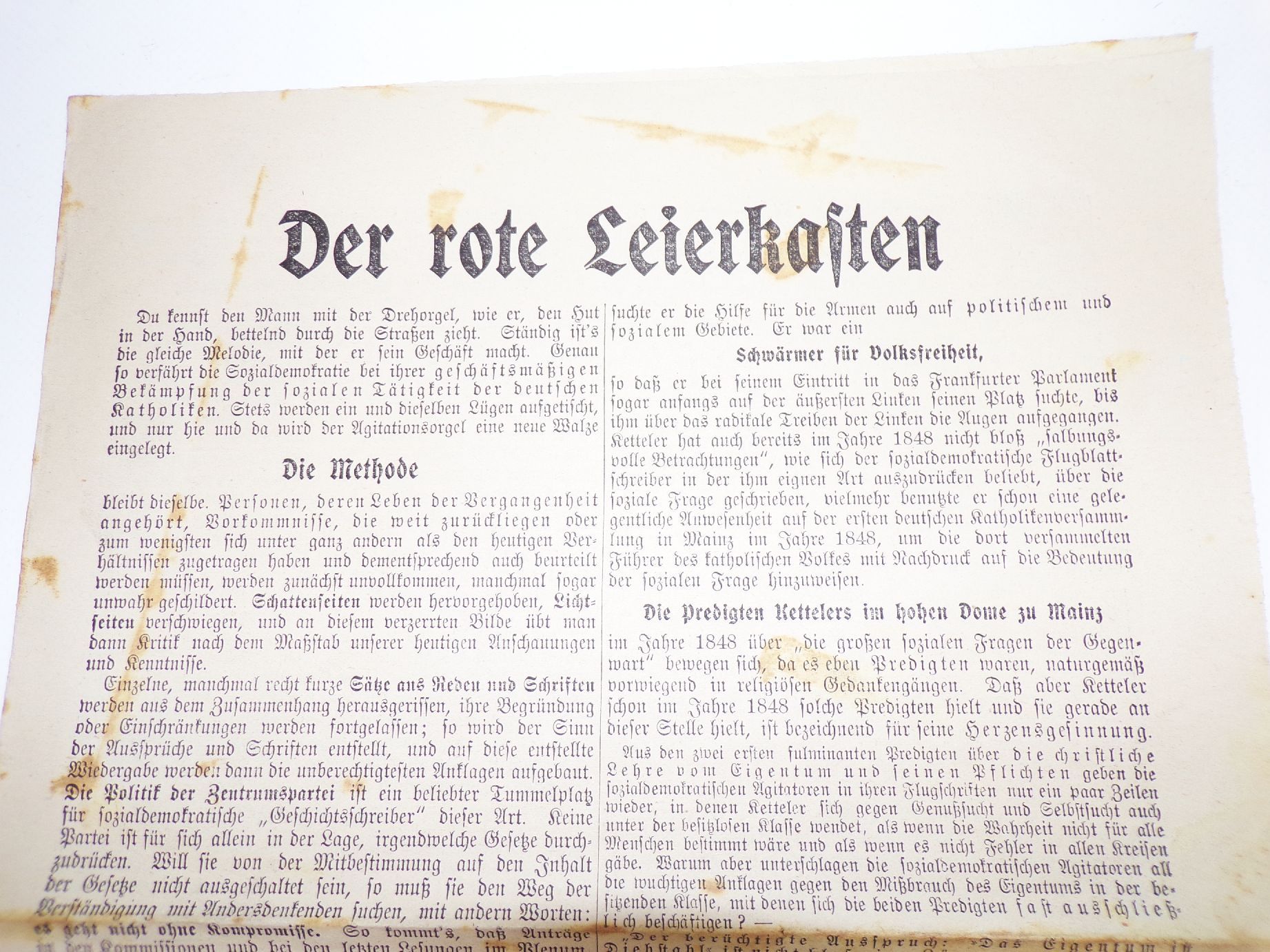 Politik Flugblatt Der Rote Leierkasten Christliche Sozialreform um 1920