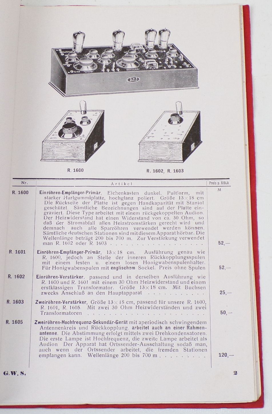 Alter Radio Katalog Gustav Wolff Söhne AG Berlin Detektor Röhren Zubehör