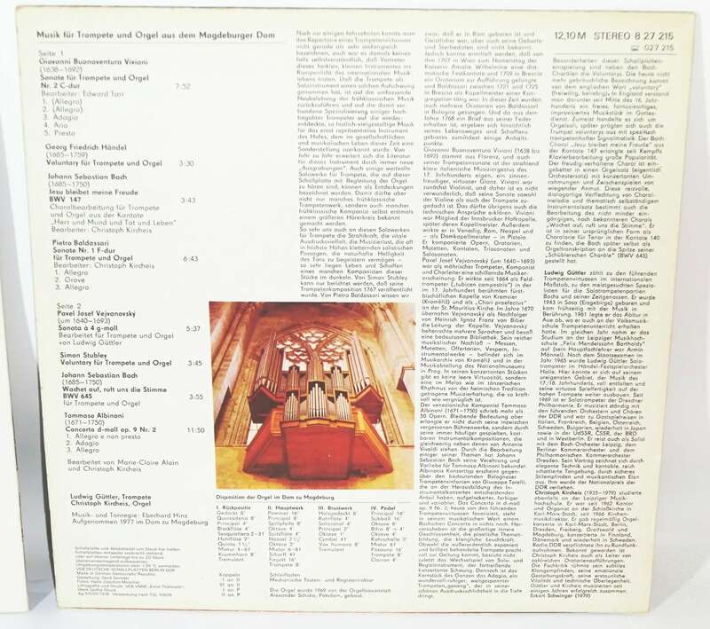 Ludwig Gürtler Bläsermusik zur Weihnacht Magdeburger Dom Eterna 2 LPs