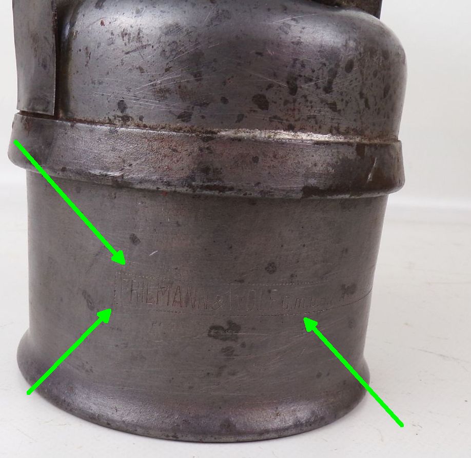 Alte Karbid Lampe Friemann u Wolf Zwickau Feuerhand Glas RAD Militär 2 Wk