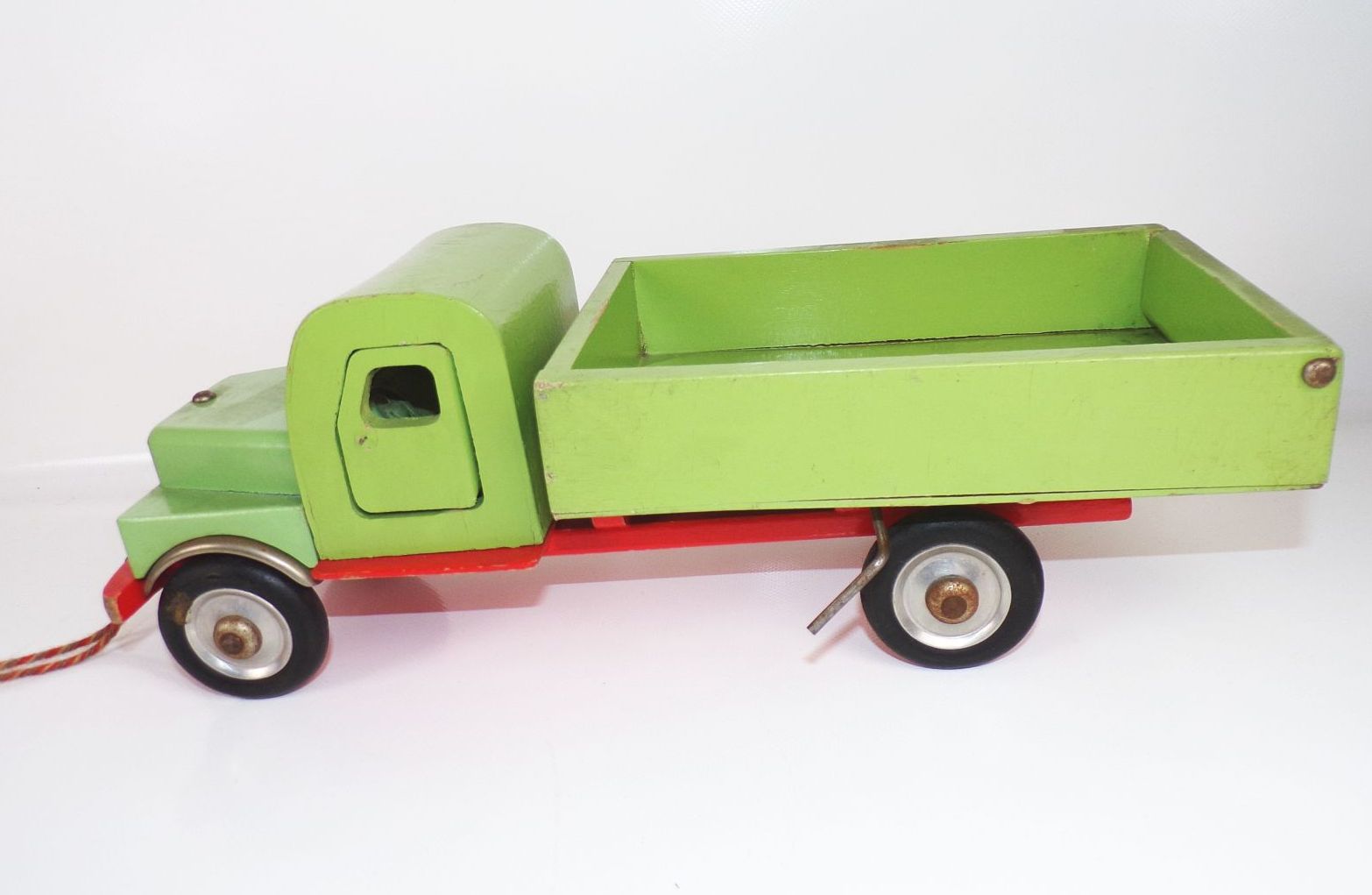 Alter Holz Lastwagen Pritschenwagen Grün Holzspielzeug DDR