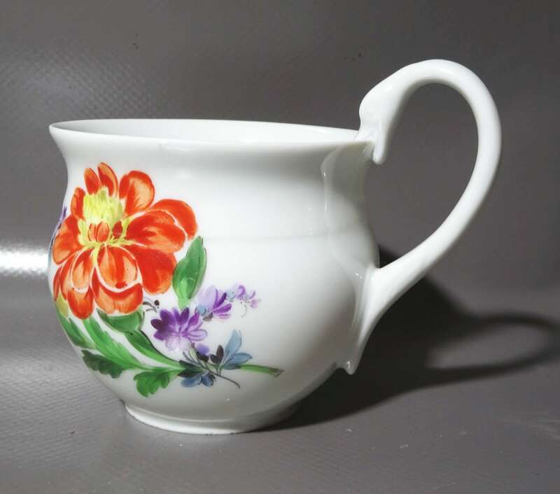 Meissen Gedeck Schwanenhals Blumen Dekor Porzellangedeck 2 teilig