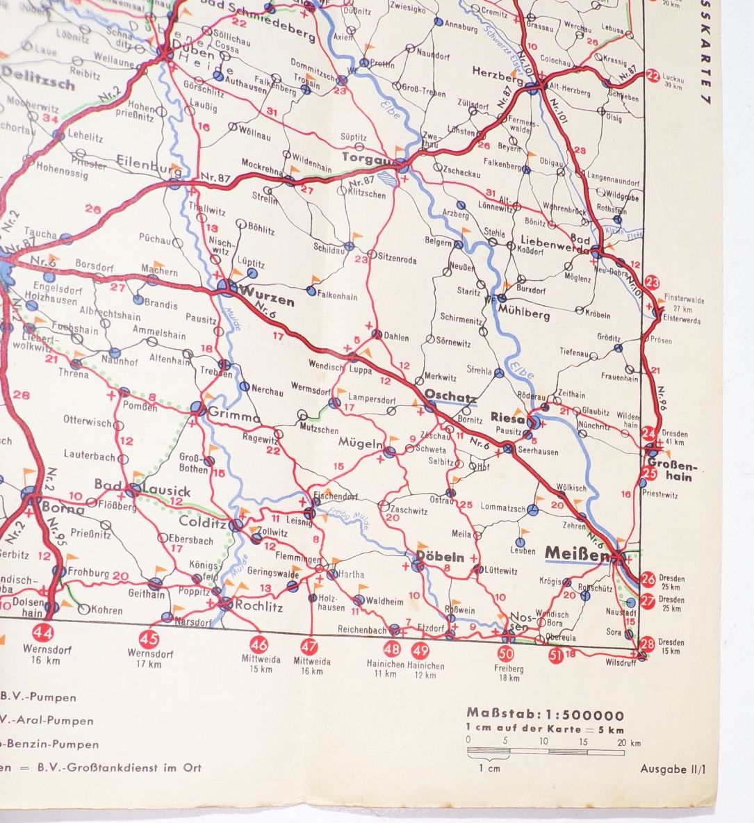 Aral BV Karte 6 Leipzig Halle Kassel Braunschweig Berlin 1930er Landkarte