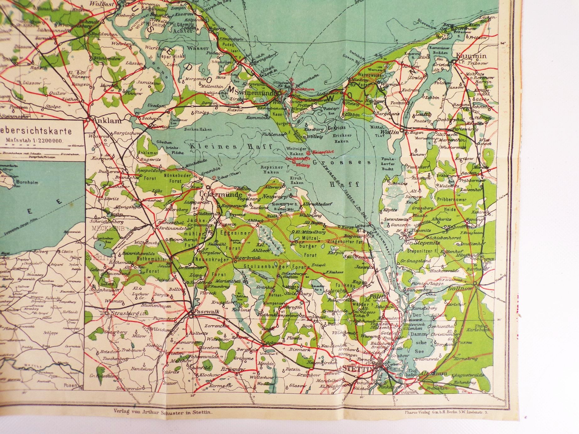 Touristenkarte für das Ostsee Gebiet Rügen Swinemünde Stettin Landkarte