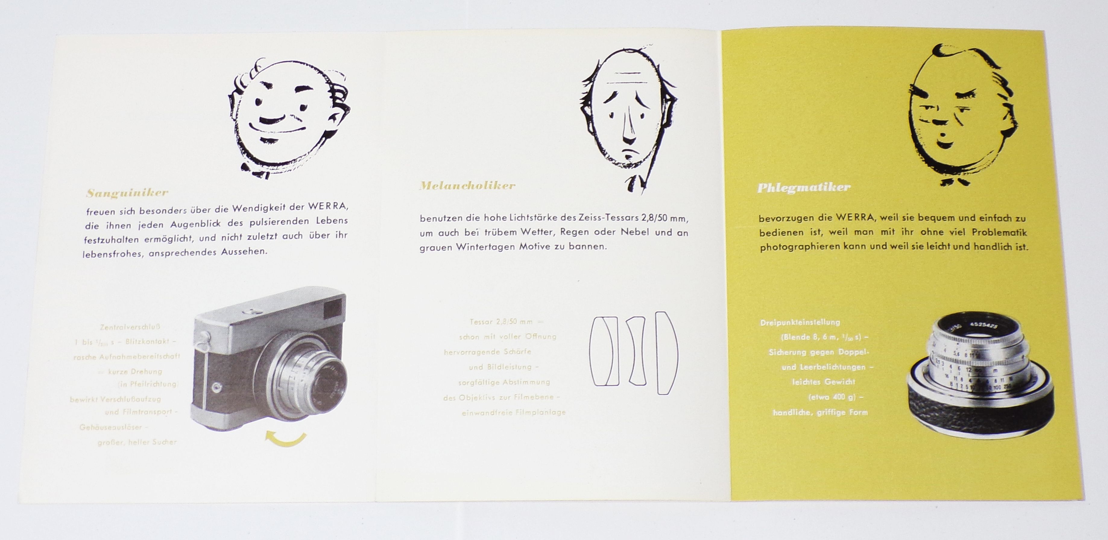 Faltblatt Carl Zeiss Jena Kleinbildkamera Werra 1956 