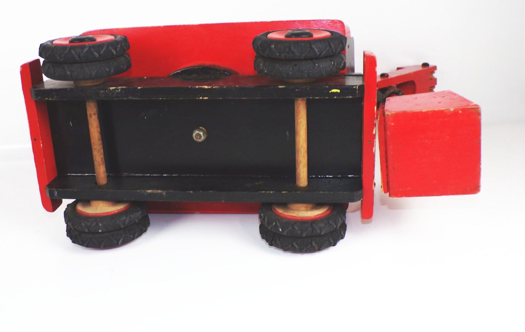 Alter Bagger DDR Holz Rot Drehbagger um 1960 Holzspielzeug