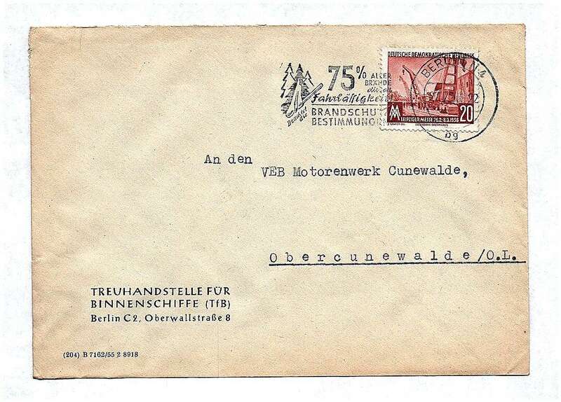 DDR Briefkuvert Treuhandstelle Binnenschiffe TfB Berlin