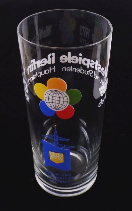 Altes Glas Weltfestspiele Berlin 1973 FDJ Kohle und Energie Bezirk Cottbus
