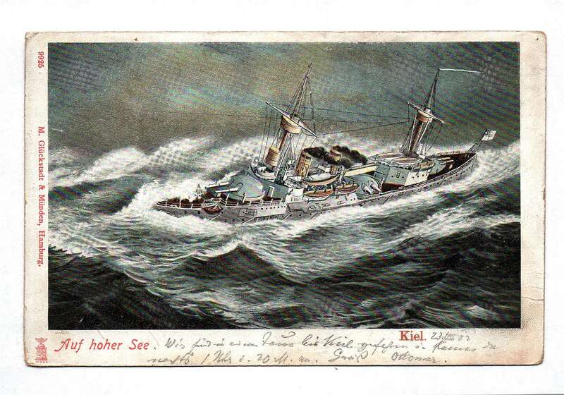 Ak Auf hoher See Kiel 1902