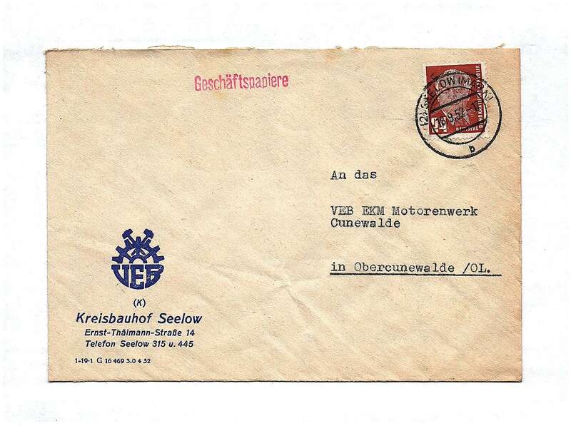 Geschäftspapiere Kreisbauhof Seelow VEB K DDR 1952