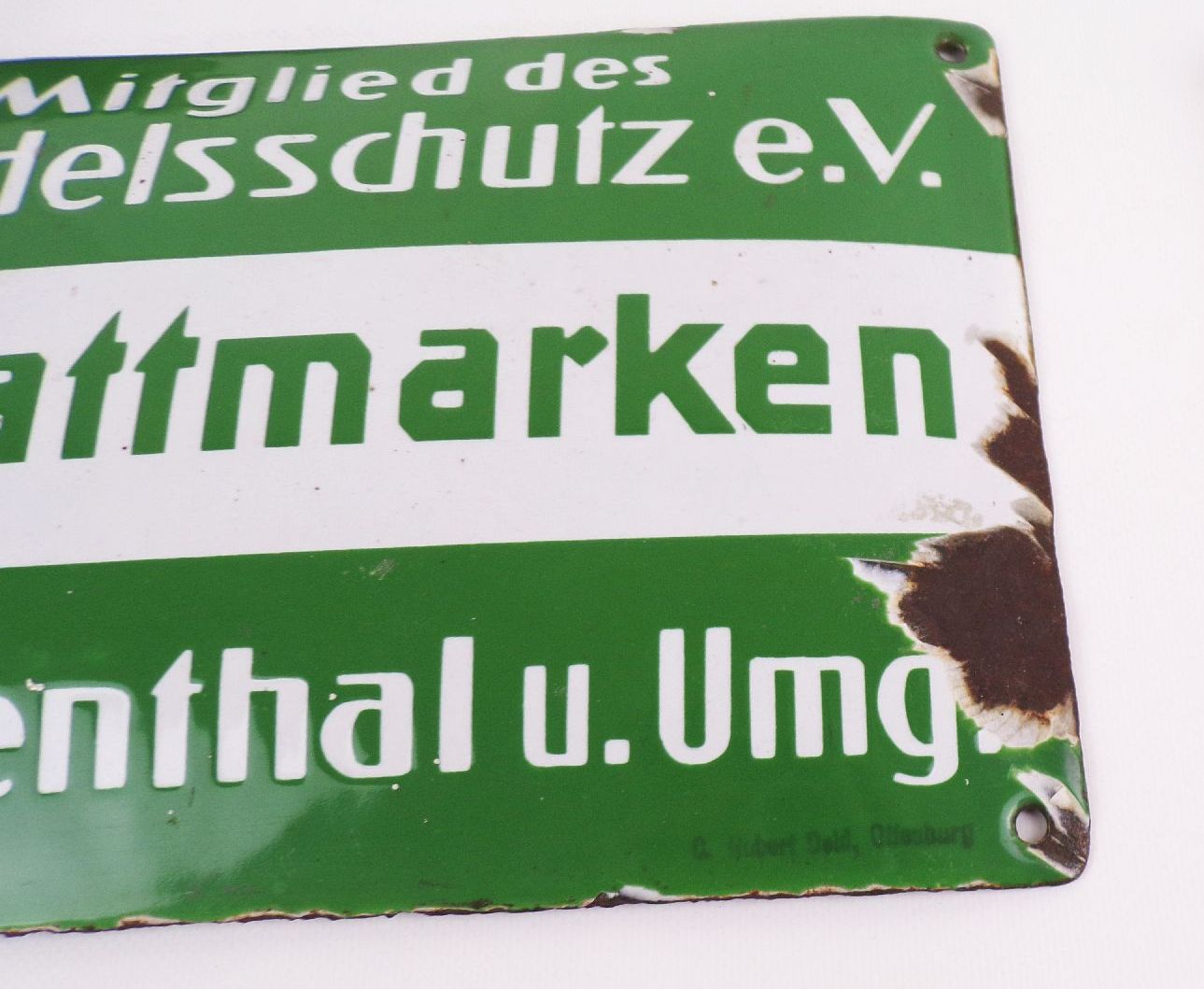 Emailschild Klingenthal und Umgebung Rabattmarken Handelsschutz 1930 er Emailschild Klingenthal und Umgebung Rabattmarken Handelsschutz 1930 er