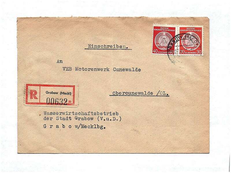 R Brief 1956 DDR Wasserwirtschaftsbetrieb Stadt Grabow Mecklenburg