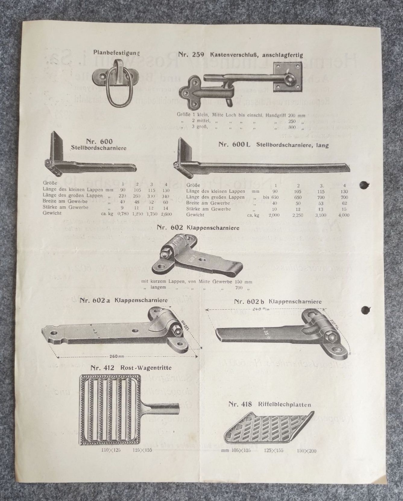 Werbeblatt Hermann Lindner Rosswein 1929 alte Preisliste Werbeblatt Hermann Lindner Rosswein 1929 alte Preisliste