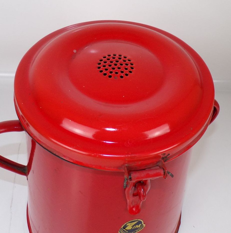 Alter Emaille Behälter Zwiebeltopf Vorratsbehälter Rot Vintage Alter Emaille Behälter Zwiebeltopf Vorratsbehälter Rot Vintage