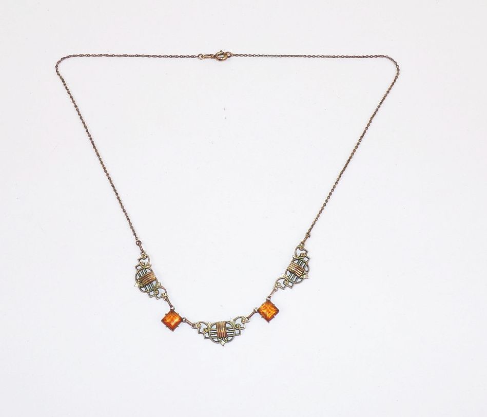 Jugendstil Halskette Zierlich Gold Double Vintage Kette