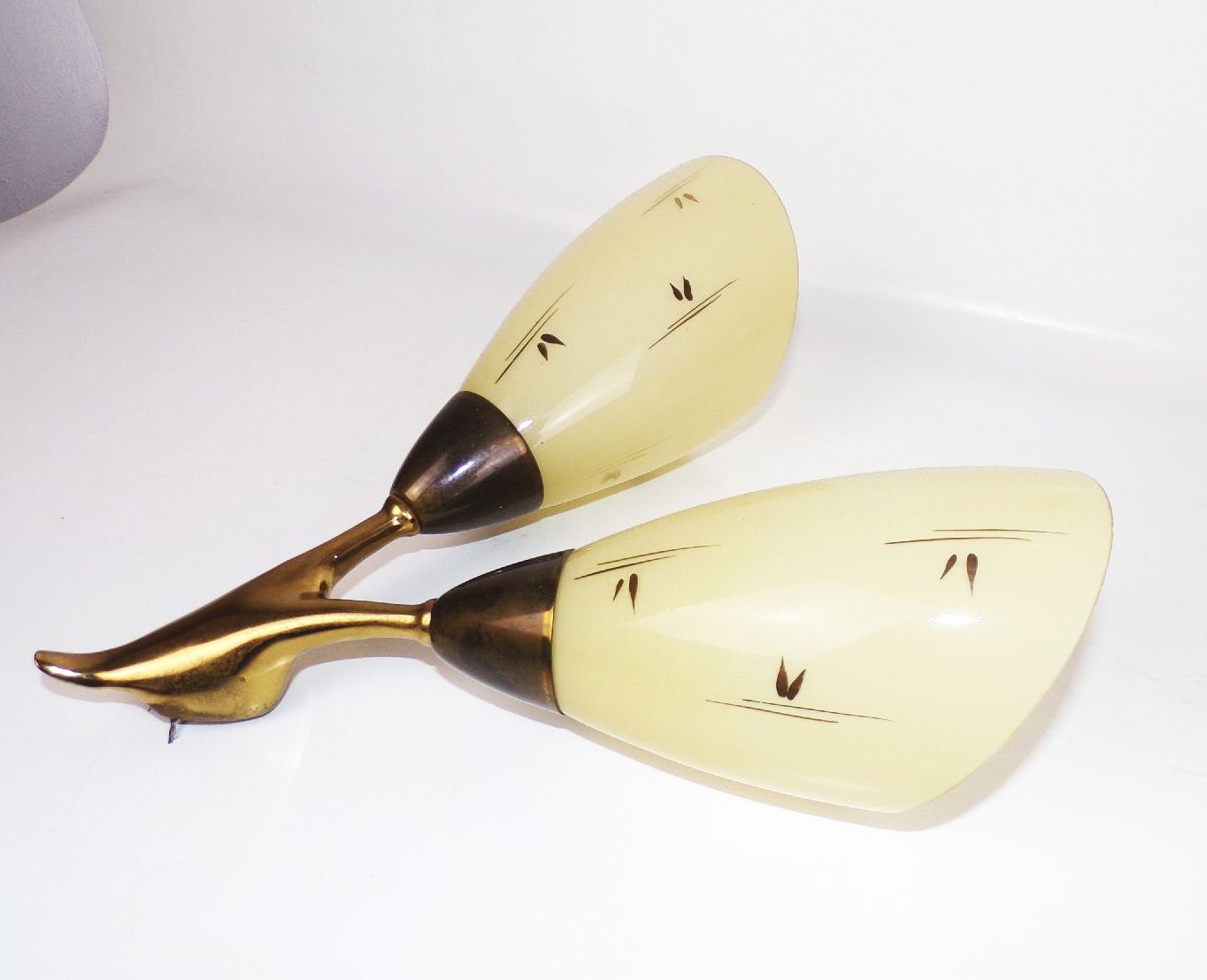 Wandleuchte Tütenlampe 50er Jahre 2 Stück Set E14 Gold Lampe