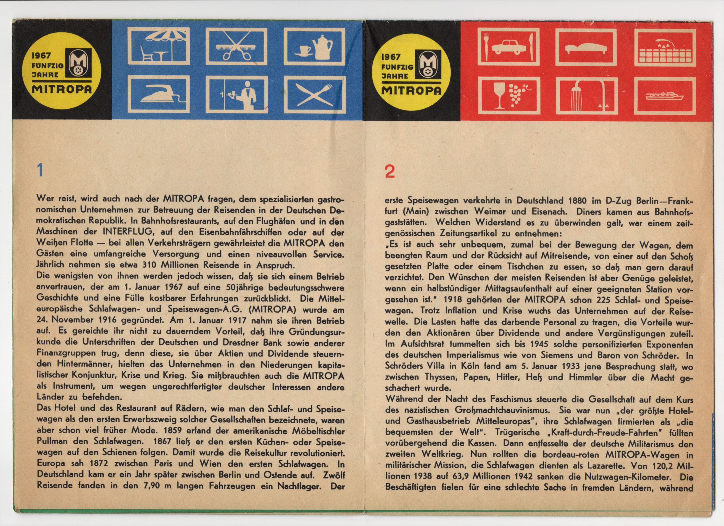 Prospekt 50 Jahre Mitropa 1967 DDR Prospekt 50 Jahre Mitropa 1967 DDR