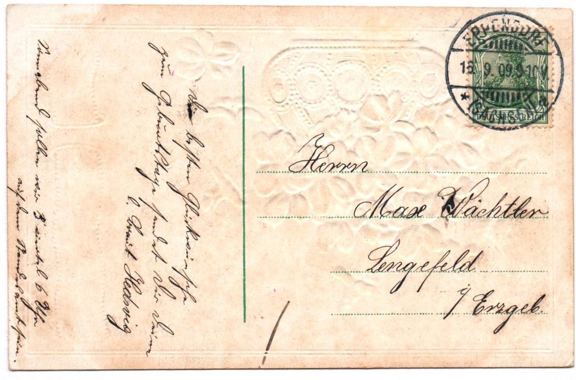 Jugendstil Ansichtskarte Veilchen Geburtstags Glückwunsch 1909