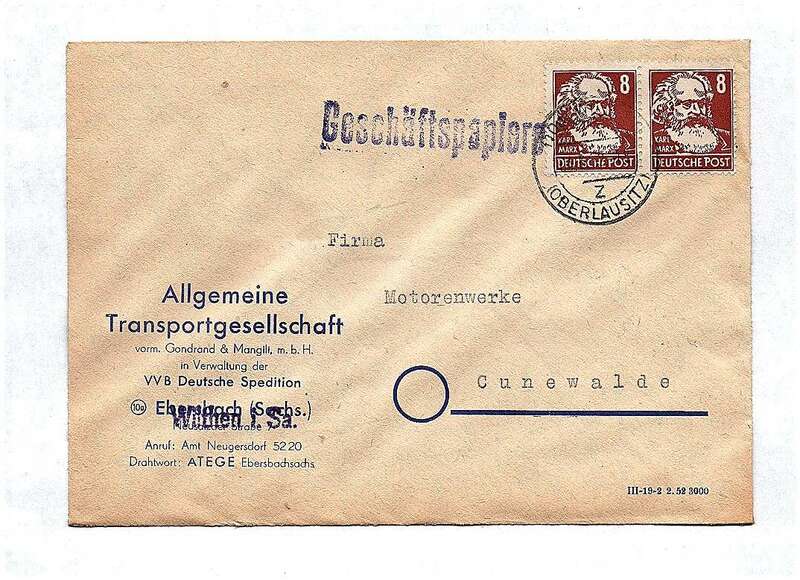 Geschäftspapiere Allgemeine Transportgesellschaft Ebersbach Sachsen