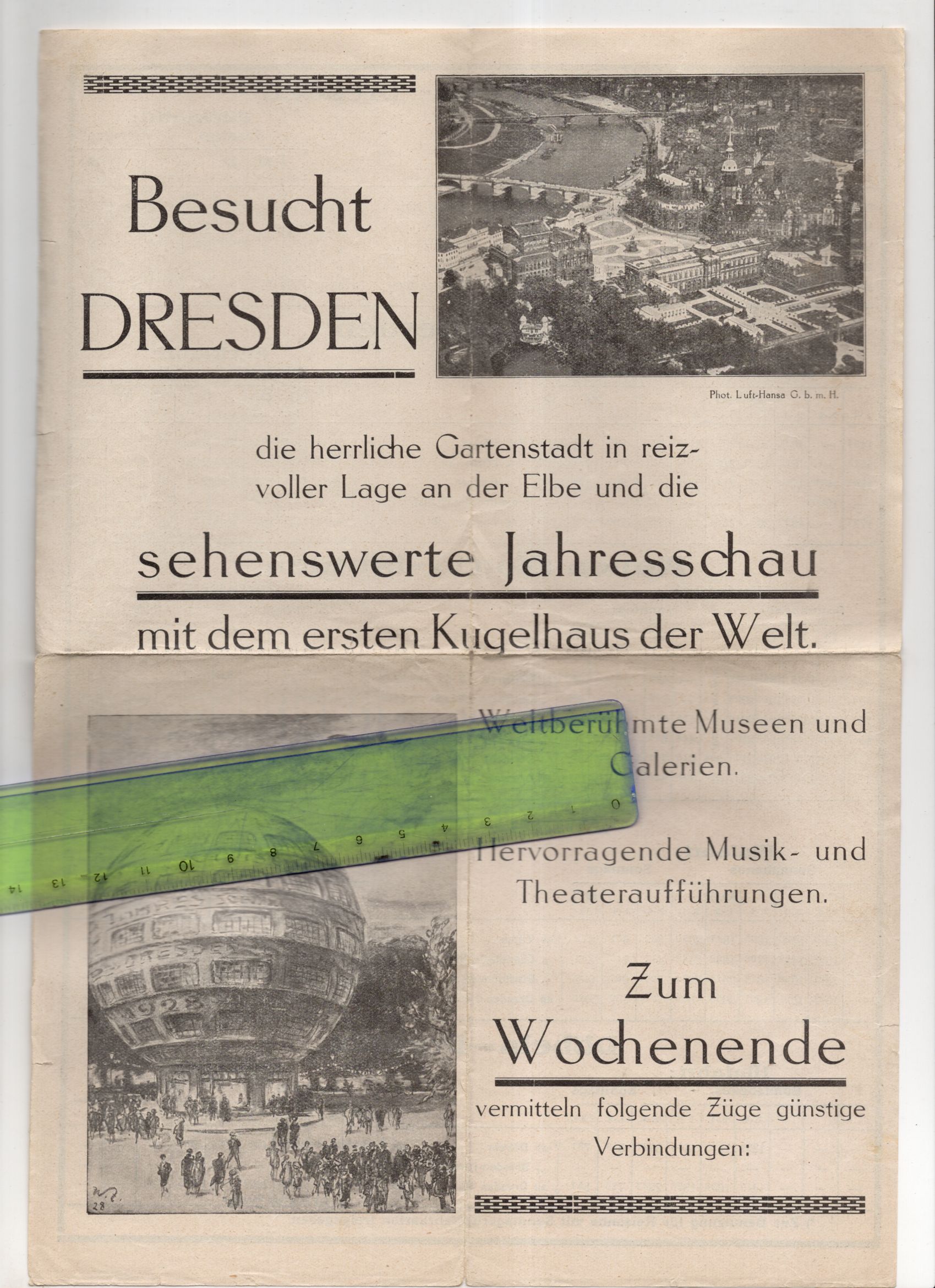 Reklame Blatt Kugelhaus Dresden Architektur mit Postkarte 1928 Reklame Blatt Kugelhaus Dresden Architektur mit Postkarte 1928
