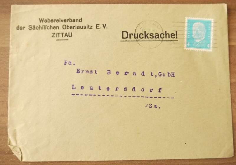 Brief Drucksache Webereiverband der Sächsischen Oberlausitz e V Zittau Sachsen DR 1931