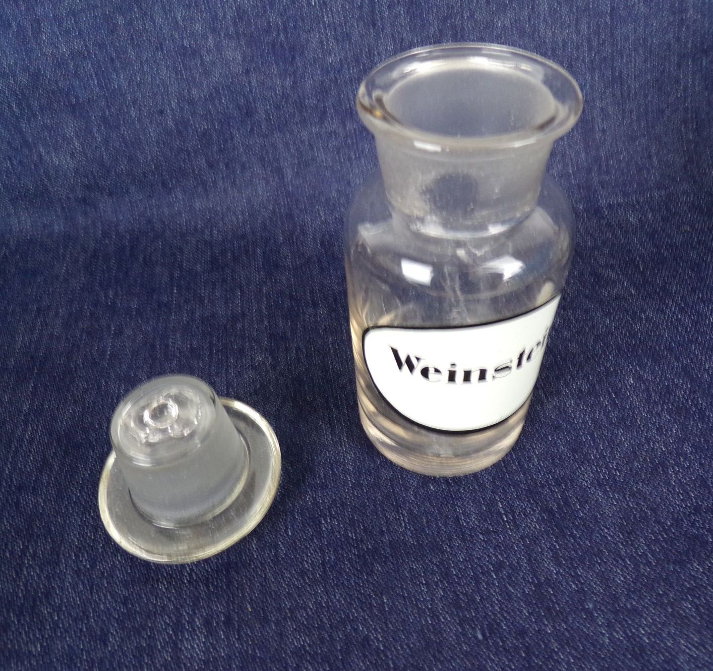 Alte Apothekerflasche Vorratsgefäß Deko 100 ml Weinstein kleines Glas