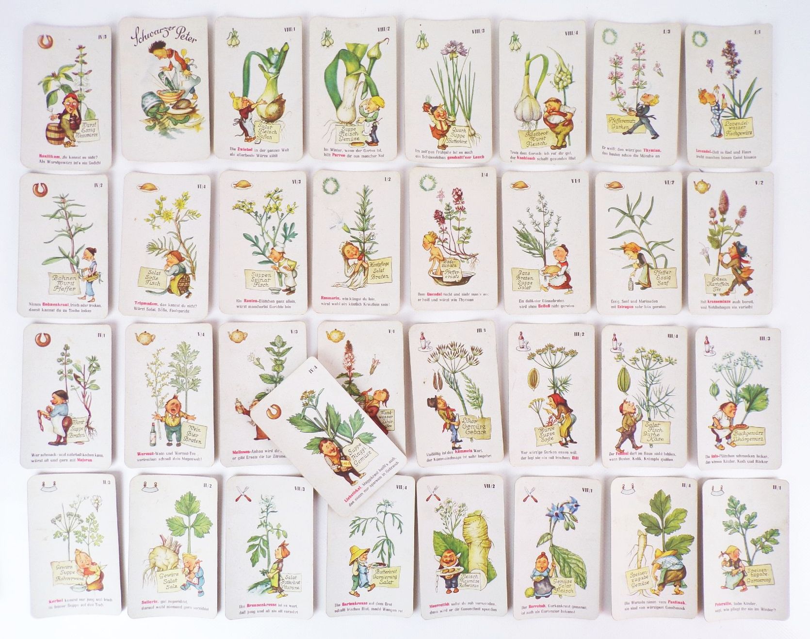 Guten Appetit Lehr Quartettspiel Schwarzer Peter Küchenkräuter um 1955 Guten Appetit Lehr Quartettspiel Schwarzer Peter Küchenkräuter um 1955