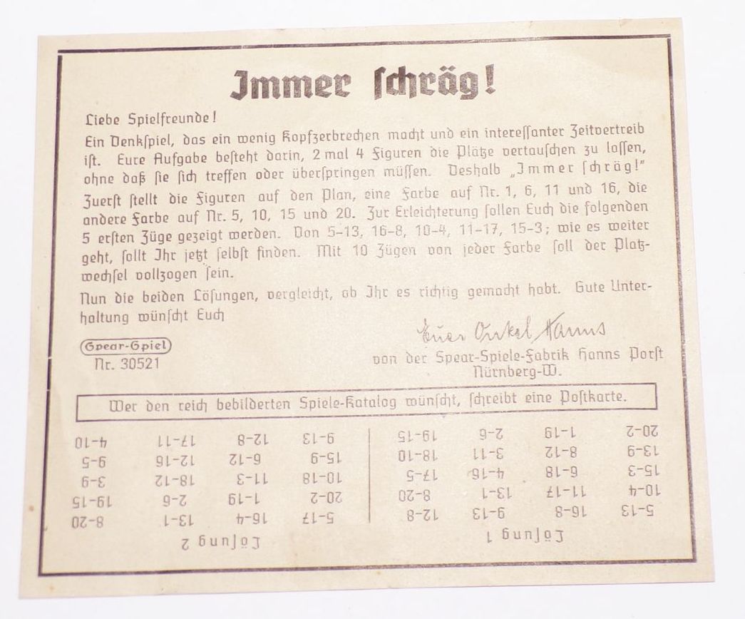 Spear Spiel 30521 Immer Schräg Denkspiel 1930er 