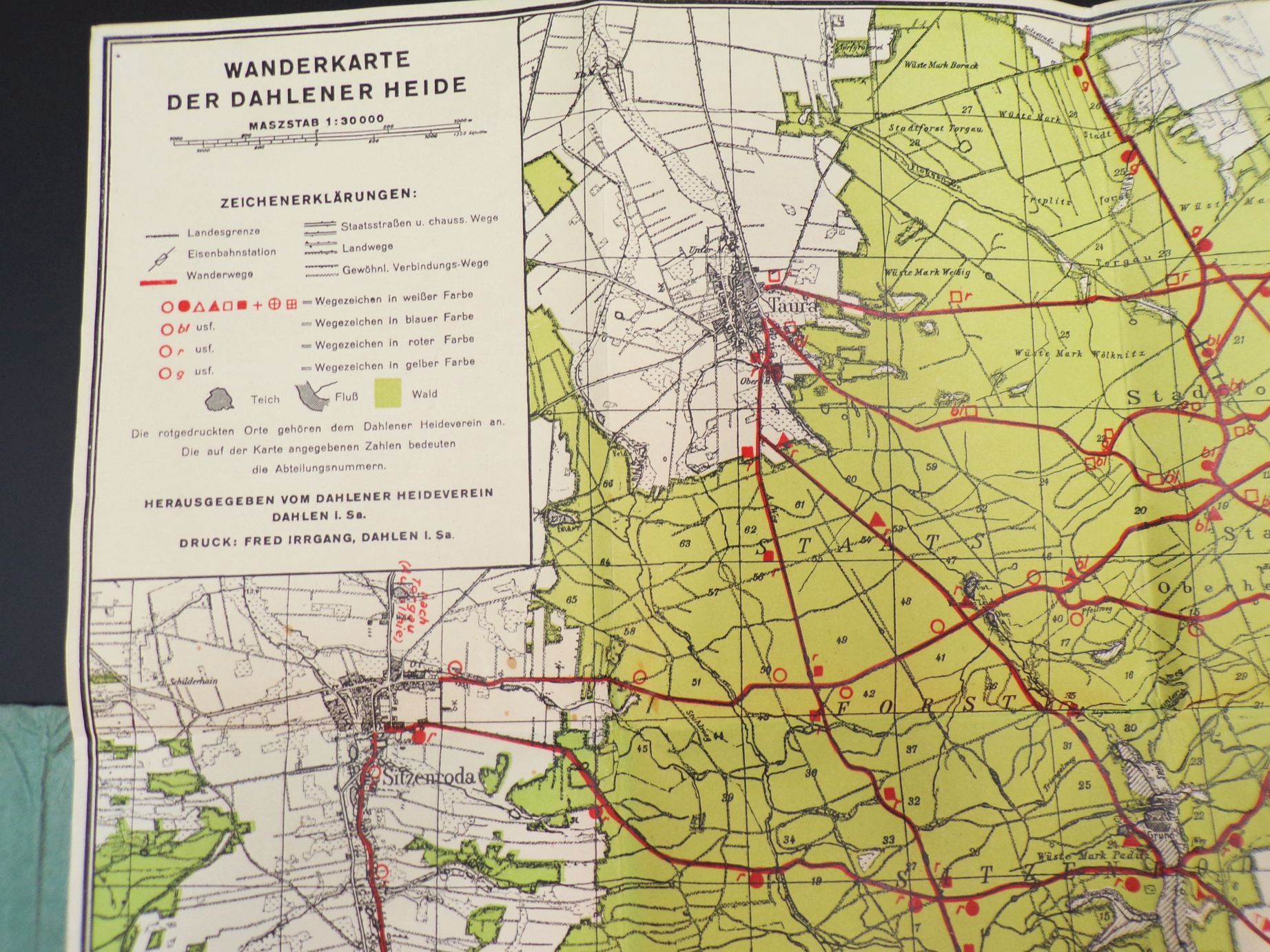 Wanderkarte für die Dahlener Heide alte Landkarte um 1930 Wanderkarte für die Dahlener Heide alte Landkarte um 1930