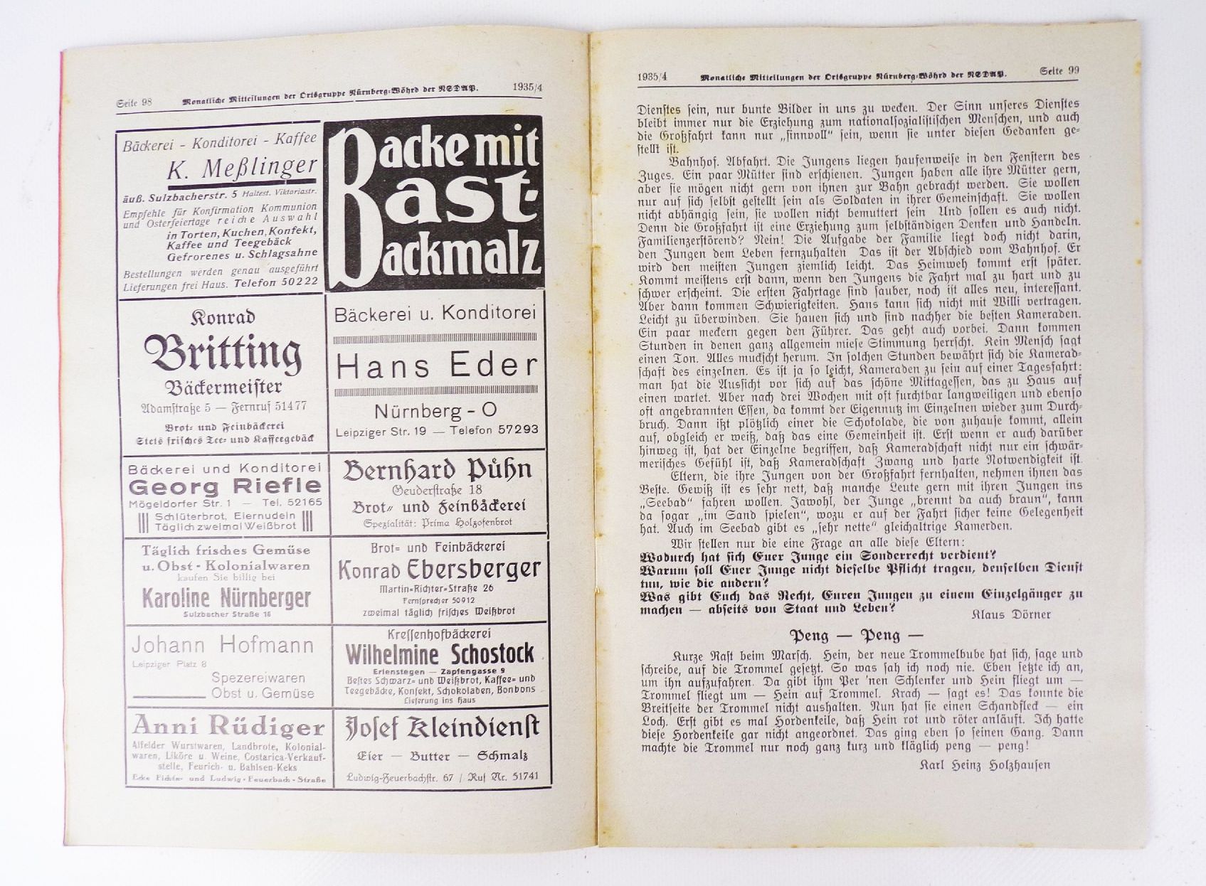 Monatliche Mitteilung NSDAP Ortsgruppe Nürnberg Wöhrd 4 Folge April 1935 Monatliche Mitteilung NSDAP Ortsgruppe Nürnberg Wöhrd 4 Folge April 1935