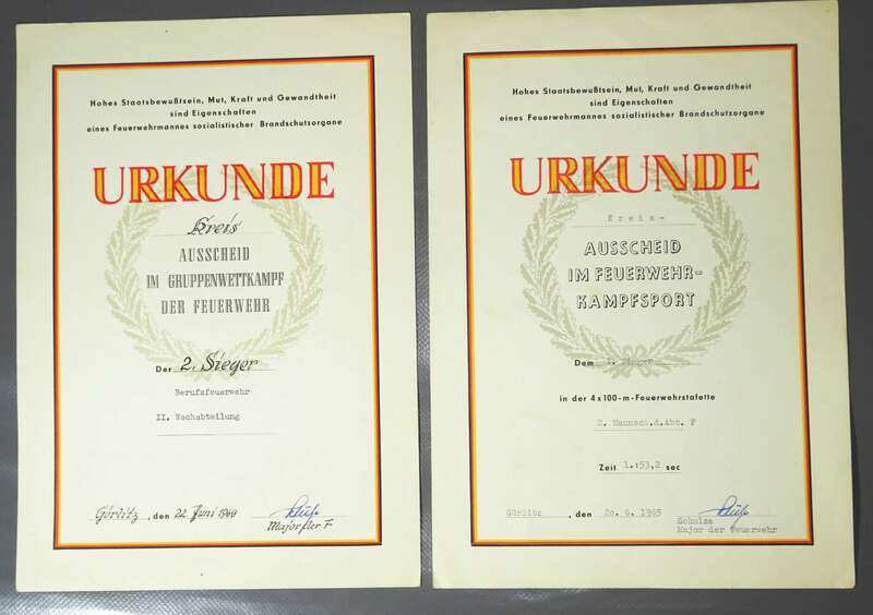 2 x Urkunde Feuerwehr Kampfsport Görlitz 1965 1969 Gruppenwettkampf