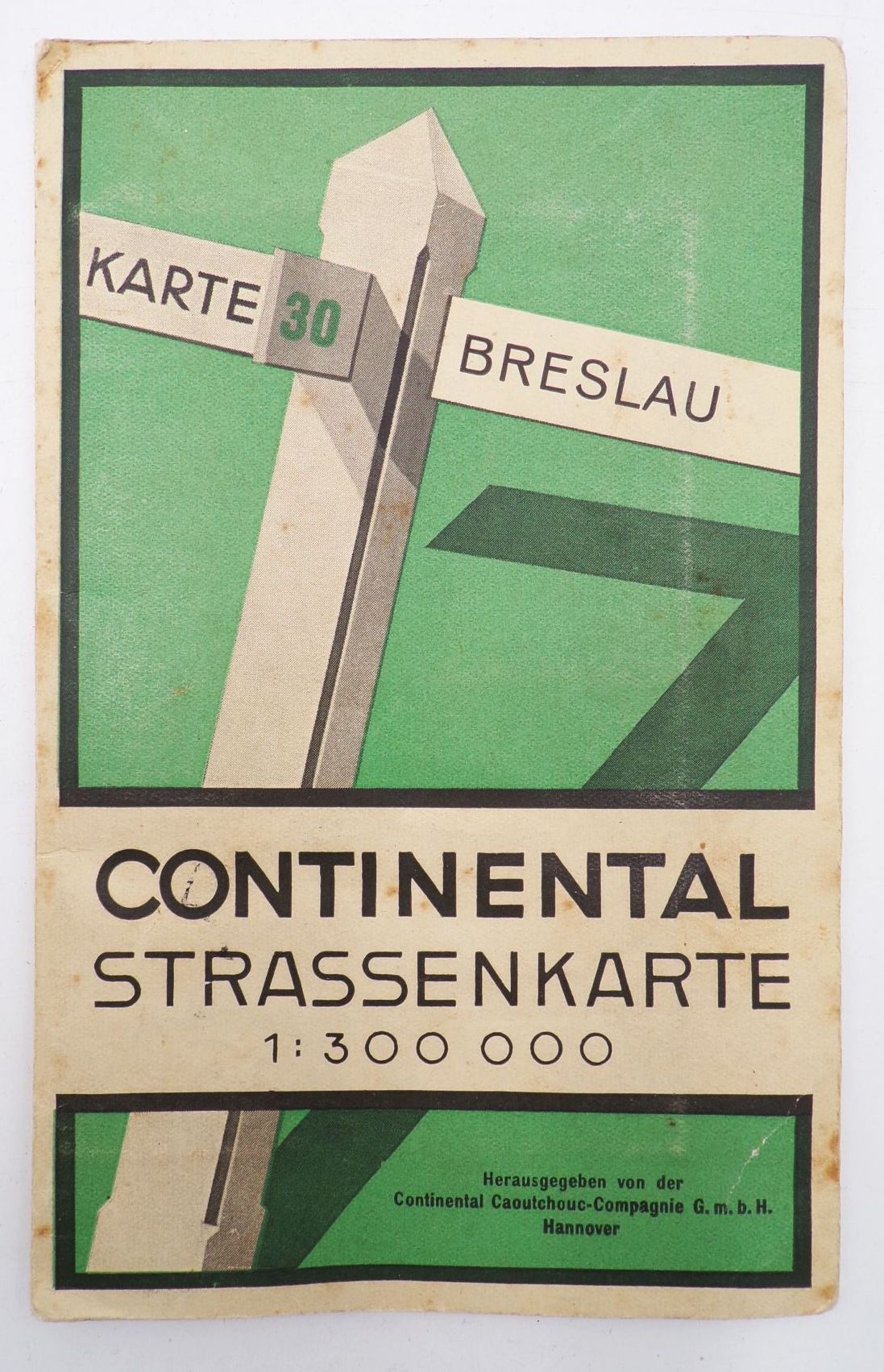 Alte Continental Straßenkarte Landkarte 30 Breslau Wroclaw Polen