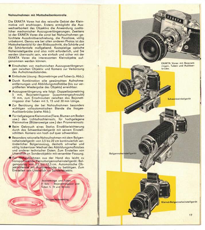 Prospekt Exakta Varex Kamera Fotoapparat Ihagee DDR 1961