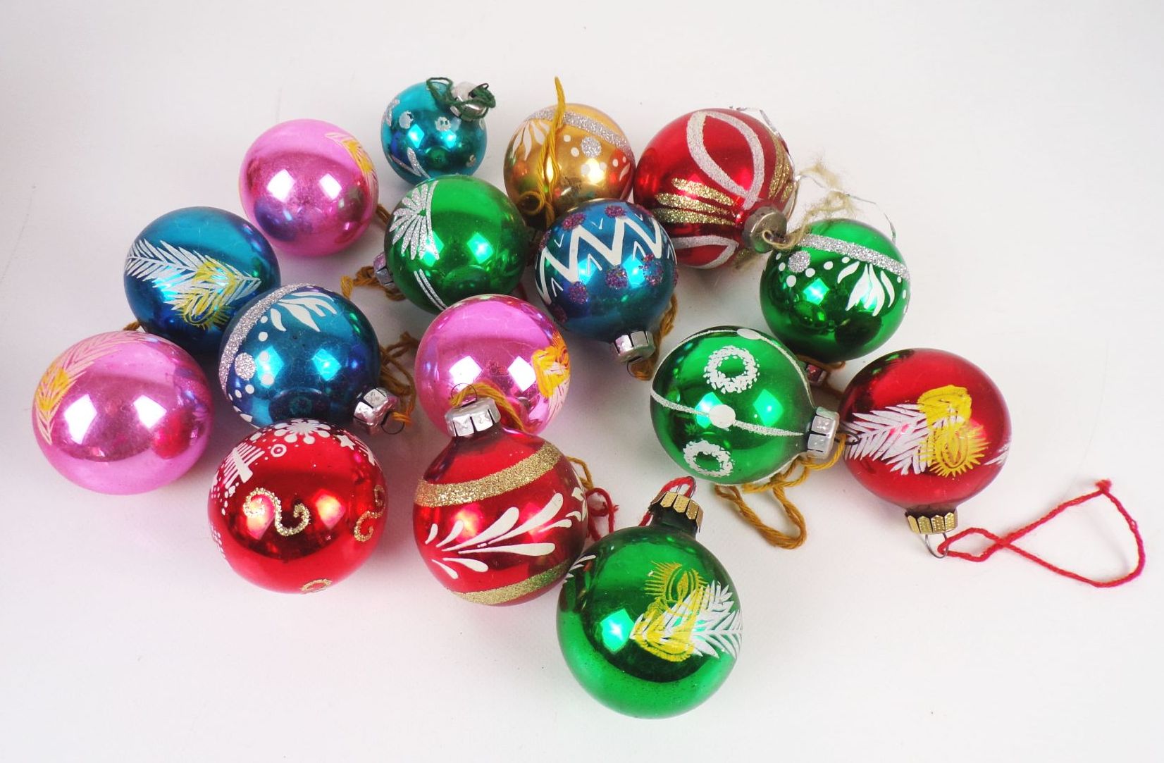 DDR Weihnachtskugeln Glas 16 Stück Bunt Vintage 