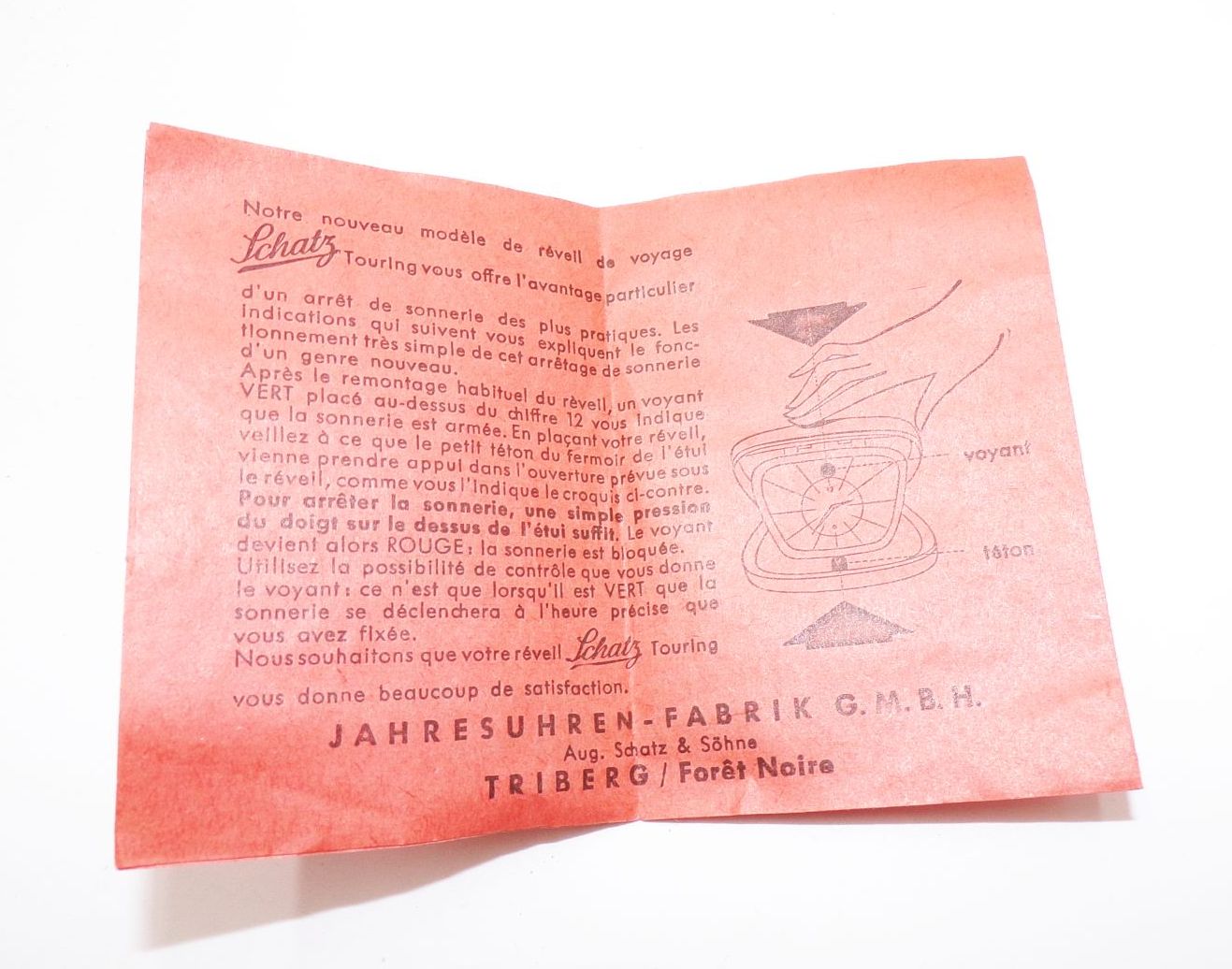 Schatz Touring Reisewecker Camping Jahresuhren Fabrik Triberg OVP Schatz Touring Reisewecker Camping Jahresuhren Fabrik Triberg OVP