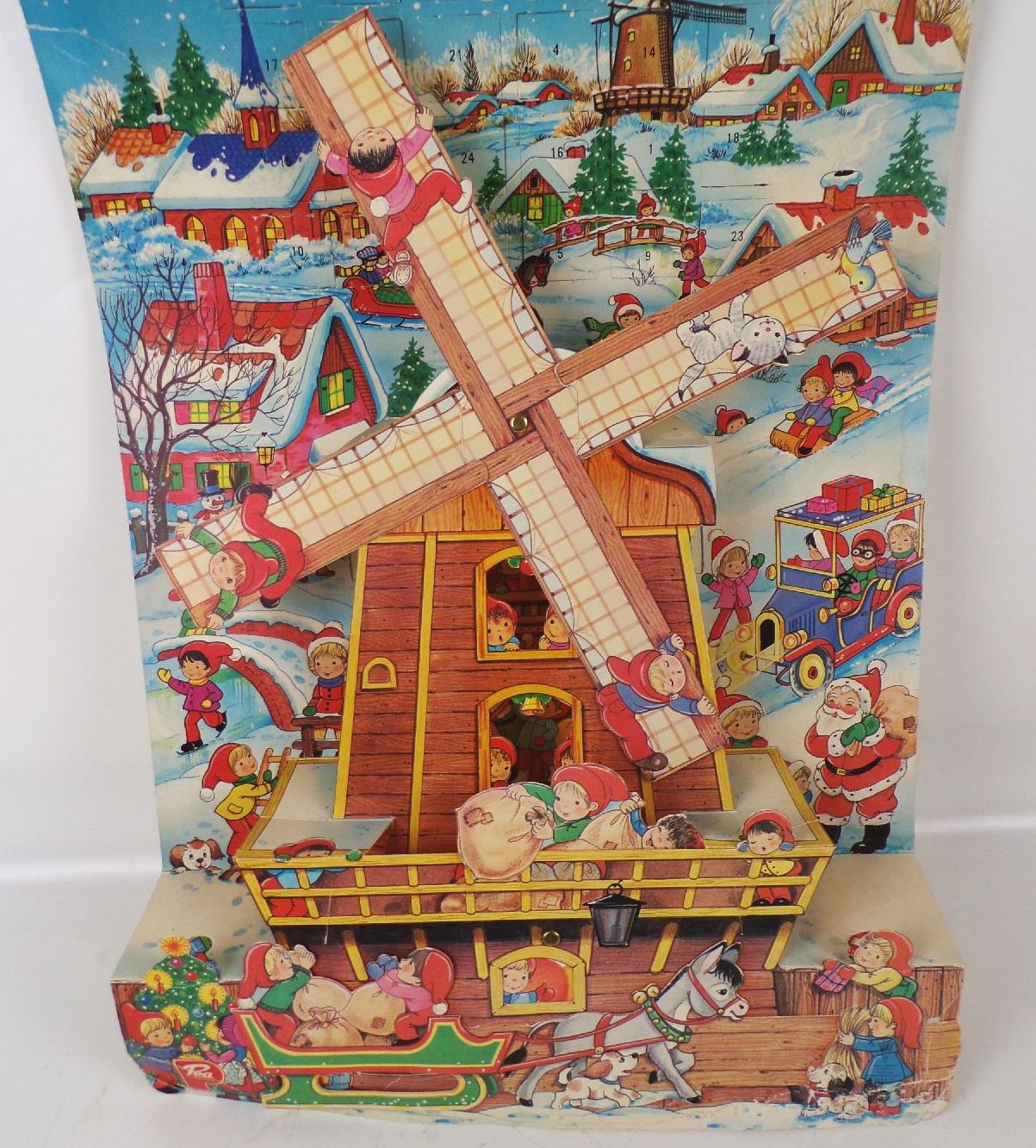 Alter Pea Adventskalender Windmühle 3 D Kinder Weihnachtsmann
