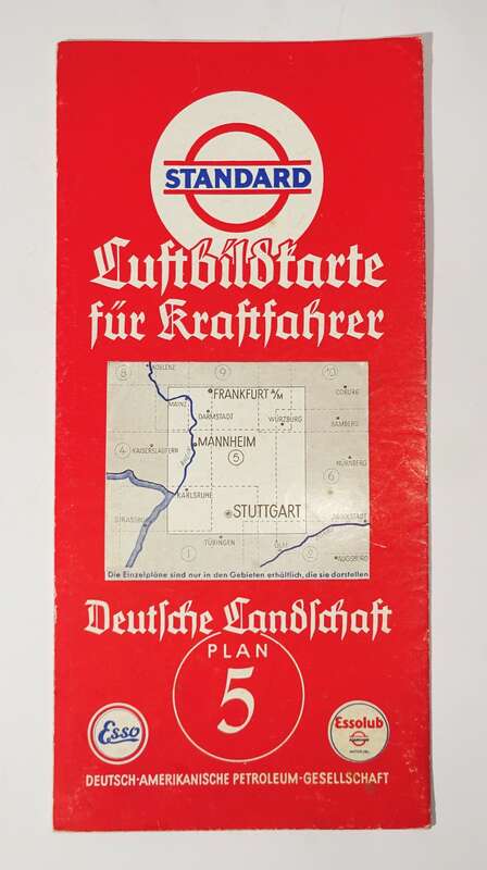 Standard Luftbildkarte Esso Plan 5 Frankfurt Main Mannheim Stuttgart 1930er 