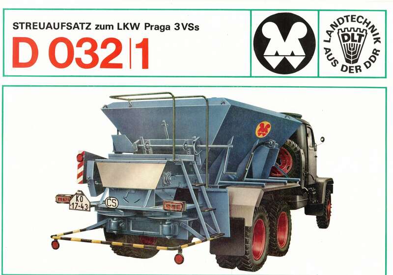 VEB Fortschritt Weimar Landmaschinen Streuaufsatz zum LKW Praga 3VSs D 032 1 H3